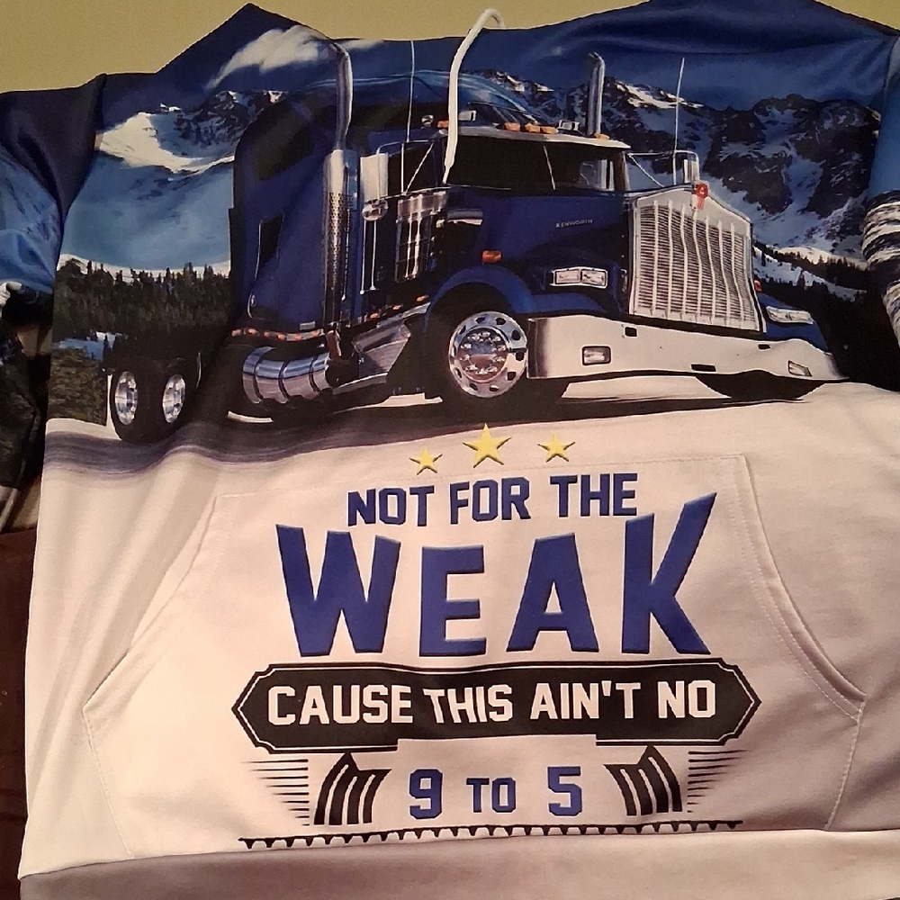 Mens Stylish Trucker Hoodie with Truck Design - Blue